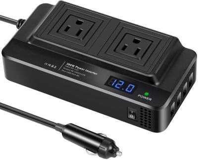 China 200W 12V to 110V Automotive Inverter US Standard Plug Power Converter With Digital Display 4 Port USB Charger Car Inverter 17*8.3*4.5cm for sale