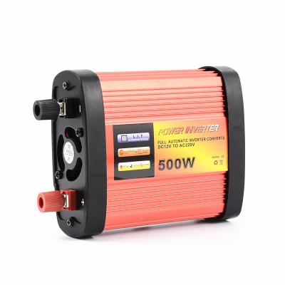 China Red Car China Automobile Inverter 500W Vehicle Mounted Inverter DC12V 24V To AC110V 220V Universal Power Converter AC Plug Output for sale