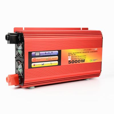 China Red Car China Auto Inverter 5000W High Power Repair Sine Wave Inverter DC12V 24V To AC110V 220V Power Converter Booster for sale