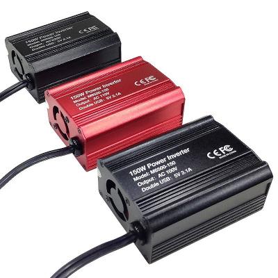 China Aluminum Shell Car Inverter 150W Small Custom Adapter 12v to 110v 220v Portable USB Charger Car Power Inverter 150W for sale