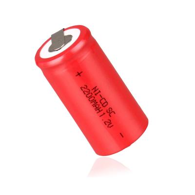 China Sub C Power Tools Ni-Cd Rechargeable Battery For Power Tools Sub C 1.2V 2200mAh NiCd SC Cell Replacement Refill Battery With Tap for sale