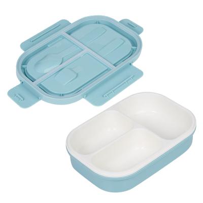 China Wholesale Microwavable Lunch Box Microwave Safe Kids Desktop PP Plastic Bento Box With Tableware for sale