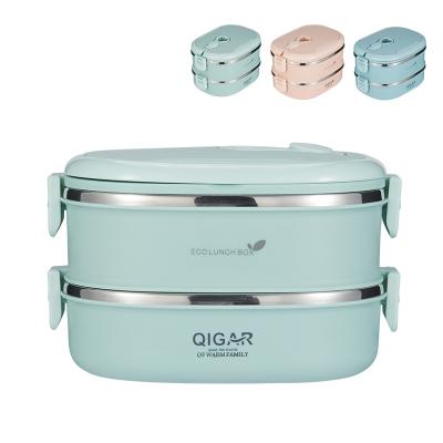 China Best Selling Double Layer Lunch Box Bento Stainless Steel Microwavable Insulated Lunch Box For Food for sale