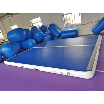 China 4*4*0.2m Large Square AirTrick Free Rolling Landing Cheerleading Logo Air Trick Blue Inflatable 4x4x0.2m for sale