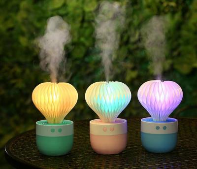 China Mini Humidifier 7 Color Night Light Ball Cactus Air Humidifiers USB Desktop Humidifier for Car for sale