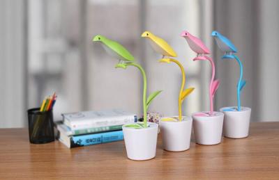 China Creative Free Bird LED Table Lamp USB Rechargeable Touch Lamp With Pen Holder for sale