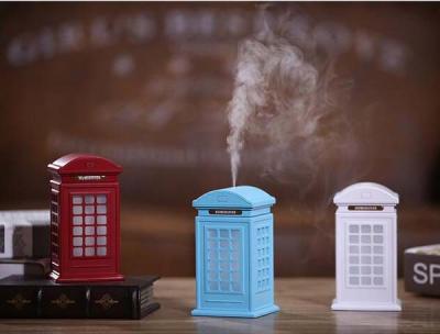 China Creative Vintage British Style Phone Booth Humidifier 300ml USB LED Cool Mist Humidifiers for sale