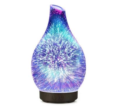 China 3D Colorful Mirror Fireworks Glass Electric Aromatherapy Essential Oil Diffuser for sale