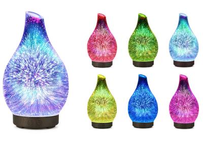 China 3D Glass Fireworks Aroma Essential Oil Diffuser Mist Maker Ultrasonic Humidifier for sale