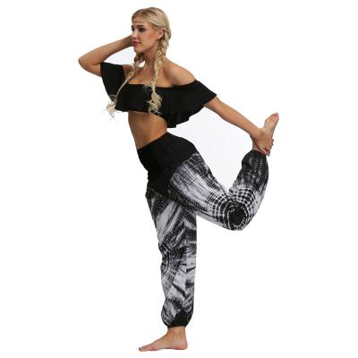 China Breathable Palazzo Harem Pants For Women Yoga Boho Beach Lounge Travel Hippie Pajamas Tie Dye Yoga Pants for sale