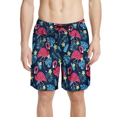 China Factory Plus Size OEM Custom Design Polyester Quick Dry Flamingo Sublimation Print Customized Brand Swim Shorts for sale