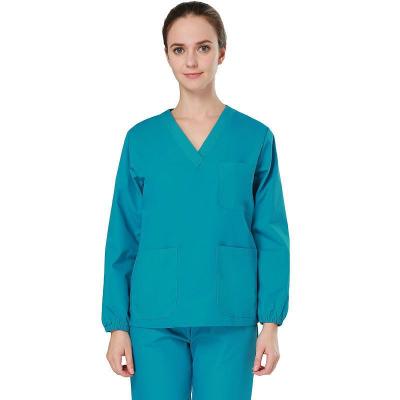 China Custom Modern Clinical Medical Long Sleeve Women Doctor Nursing Set Suit Top Scrubs Hospital Ladies Uniform Locker Scrubs for sale