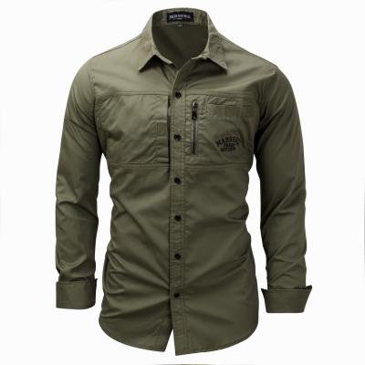 China Custom Logo OEM Anti-pilling Men's Slim Fit Long Sleeve Work Shirt With Pocket for sale