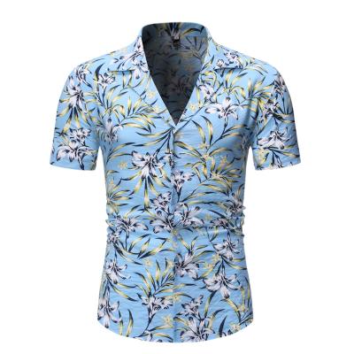 China Anti-Shrink Custom Make Mens Clothing 100% Cotton Shirt Fashion Casual Short Sleeve Hawaiian Floral Shirts Print Hawaiian Shirt for sale