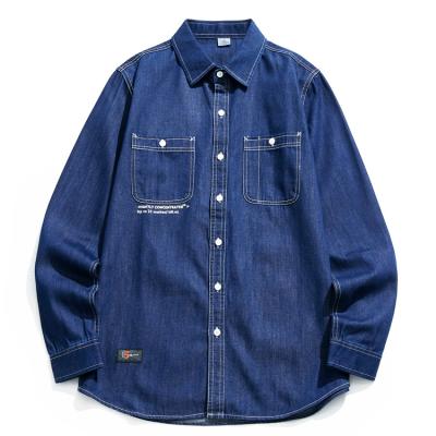 China OEM Wholesale Custom Anti-pilling Long Sleeves Denim Shirts Slim Fit Washed Denim Men Casual Shirts for sale