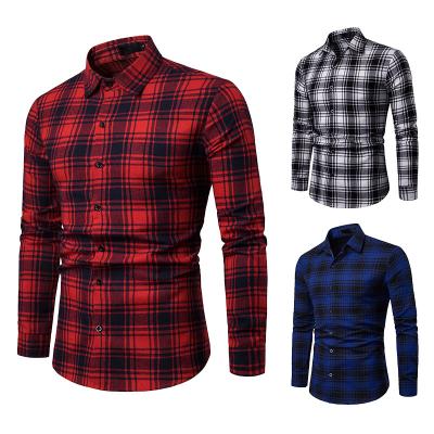 China Latest Fashion OEM Anti-pilling Custom Logo Mens Plaid Button Cotton Checked Flannel Shirts Checked Cropped Shirt for sale