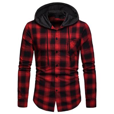 China Latest Fashion Men's Anti-Pilling Long Sleeve Winter Plaid Shirt Check Shirt Flannel Checked Shirts With Hood for sale