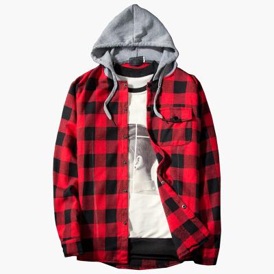 China China factory style fashion anti-pilling casual shirts red and black checked women's hood shirt for sale