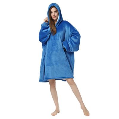 China Wearable Oversized Sherpa Blanket With Hood Pocket And Sleeves Venustas Super Soft Fluffy Wearable Wearable Hoodie for sale