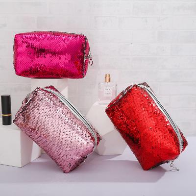 China Hot Selling Top Quality Fashion Sequin Cosmetic Bag Fashion Luxury Zipper Makeup Pouch Bag For Women for sale