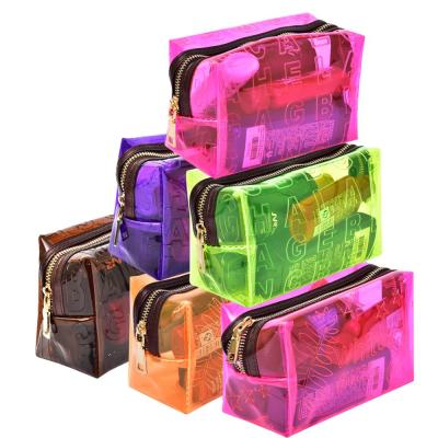 China Wholesale Custom Fashion Women Clear Cosmetic Bag Colorful PVC Waterproof Makeup Bag for sale