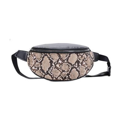 China Wholesale Fashion Water Proof PU Snake Pattern Waterproof Unisex Waist Bag Leather Fanny Pack for sale