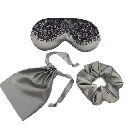 China Shading Light Wholesale 3 - Piece Set Eye Mask Gift Box Packing Comfortable Lace Silky Visor Satin Eye Cover Fashion Hair Band For Women for sale