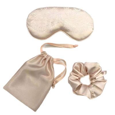 China Shading Lightweight Soft Silky Eye Mask 3 - Piece Set Blindfold Set Gift Box Comfortable Satin Visor Eye Wrapping Blindfold For Women for sale