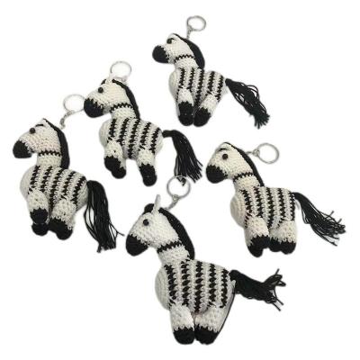 China Wholesale Handmade Crochet Horse Keychain Cute Knitted Bag Pendant Lovely Gift for sale