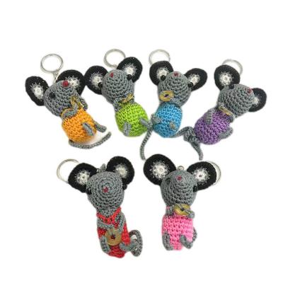 China Lovely Gift Crochet Animals Toy Polyester Thread Knitted Mice Key Chain Keychain Pure Handmade Toys for sale