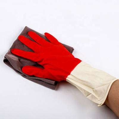 China Cheap Screen Touch Double Color Heat Resistance Cleaning Gloves Food Grade Household Latex Two-tone Flocklined Glove for sale