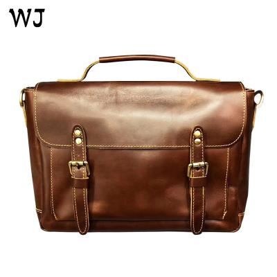 China High quality genuine leather crazy men's vintage horse messenger bag for man vintage style in stock customize service for sale