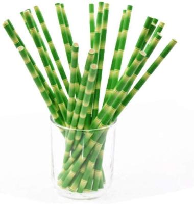 China 2021 Minimalist Hot Selling Outlet Halloween Drink Straws Factory Pattern Party Bamboo Paper Straws Light Green for sale