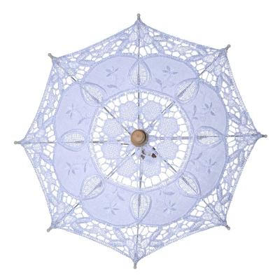 China Hot Selling Cotton Lace Outdoor Simple Folding Romantic Wedding Umbrella Paper Parasols for sale