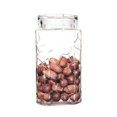 China High Quality Viable Hot Selling Storage Glass Jar With Lid Food Spice Seasoning Nut Storage Glass Bottle for sale