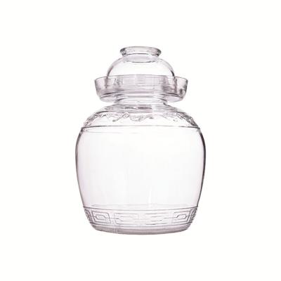 China Freshness Preservation Factory Price 2.5/5/6.4/10l Barrel Kimchi Glass Jar With Lid Sealed Clear Glass Beverage Jar for sale