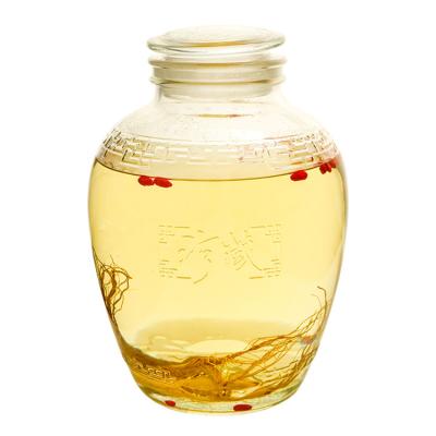 China Freshness Preservation Factory Price Kimchi Drink Box Ginseng Canning Medicinal Wine Bottle Round Wide Mouth Transparent Storage Bottle for sale