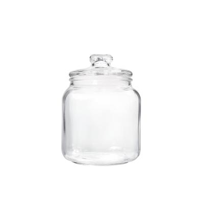 China Factory Viable Hot Selling Big Sugar Kitchen Food Nuts Round Mouth Cube Lid Glass Storage Jar Coffee Tea Factory for sale