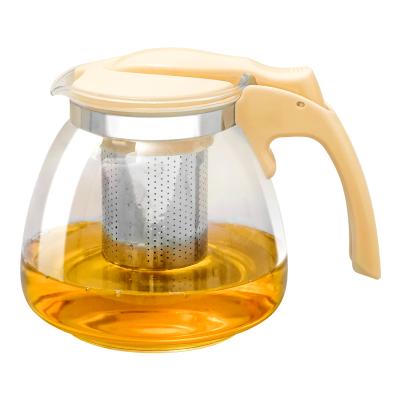 China Factory supply J1901 900ml home restaurant office hotel coffee kettle teapot wholesale high quality glass tea maker with big plastic handle for sale