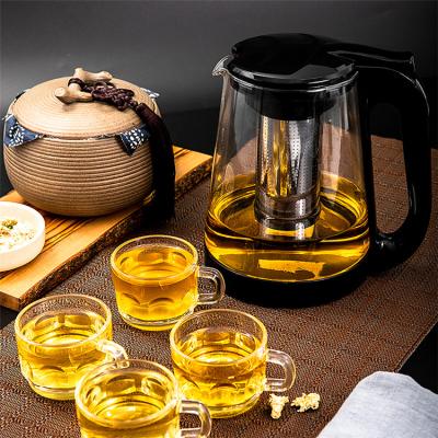 China Sustainable Simple Design Set Pyrex 430 Glass Teapot With Stainless Steel Infuser for sale