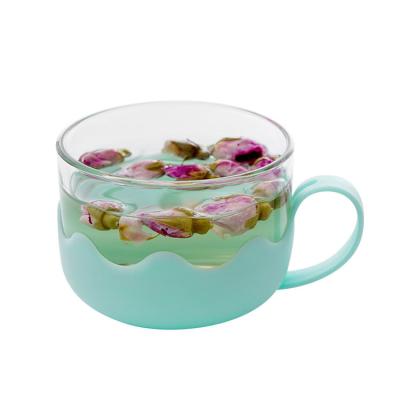 China Factory Wholesale Viable Clear Glass Plastic Tea Cup Small With Handle For Making Tea With Simple Handmade Cups for sale