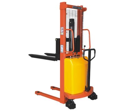 China Building Material Shops 1000KG 2000KG Semi-electric Pallet Stacker Hand Forklifts 1.6m Lifting Truck for sale