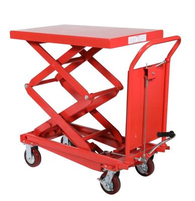 China Garment Shops 350KG Double Table Lift Scissor Lift Table Factory Price Hydraulic Scissor Lift Trolley for sale