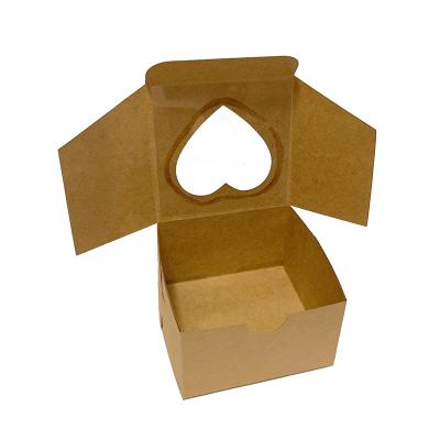 China Heart Shape Amazon Style Recyclable Kraft Paper Cake Box For Bakery Packing With Clear Window for sale