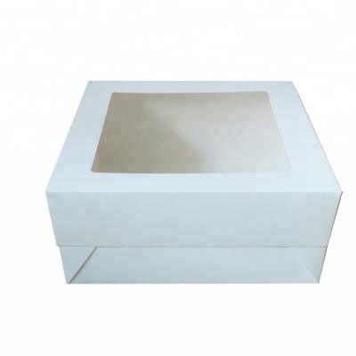 China Single Color Disposable White Top With Clear Window Top And Base Style Cake Boxes for sale