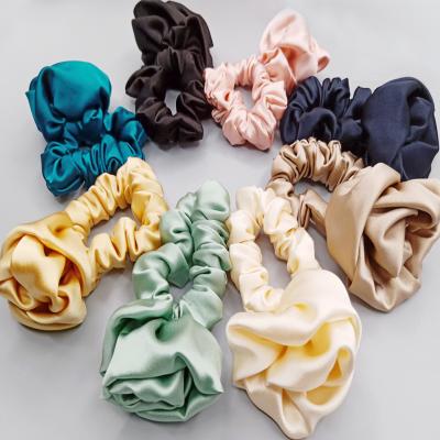 China Fashionable Handwork Handmade Item Rose Flower 100% Silk Hair Scrunchies Hair Bands For Girls for sale