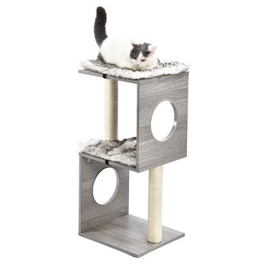 China High Quality Cat Tree Lounge Modern Wood Cat Tree Fur Cat Scratch Lap Room Viable Newcomer Activity for sale