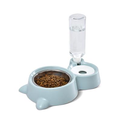 China Automatic PP Pet Water Automatically Refill Pet Food Feeding Bowl With Water Bottle for sale