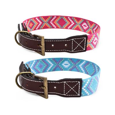 China Durable Luxury Nylon Knitting Dog Collar D Rings Dog Collar for sale