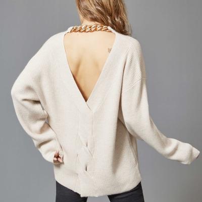 China Wholesale Custom Clothing Ladies Anti-Wrinkle Casual Sexy Backless Sweater Plus Size Women's Sweaters for sale